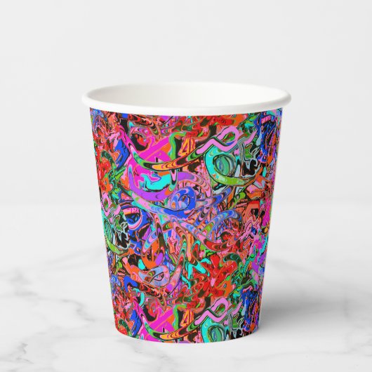 Kleurrijke straatachtige graffiti met kroon papieren bekers (Achterkant)