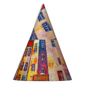 Kleurrijke straatpanorama impressionistische kunst feesthoedjes (Links)