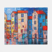 Kleurrijke straatpanorama impressionistische kunst fleece deken (Voorkant (Horizontaal))