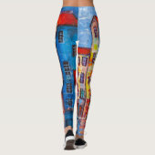 Kleurrijke straatpanorama impressionistische kunst leggings (Achterkant)