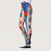 Kleurrijke straatpanorama impressionistische kunst leggings (Links)
