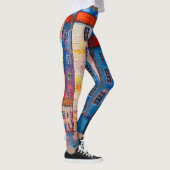 Kleurrijke straatpanorama impressionistische kunst leggings (Rechts)