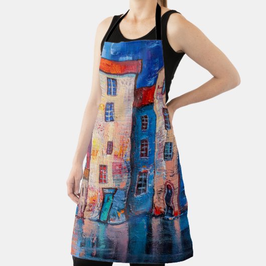 Kleurrijke straatpanorama impressionistische kunst schort (Insitu)