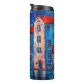 Kleurrijke straatpanorama impressionistische kunst thermosbeker (Geroteerd rechts)