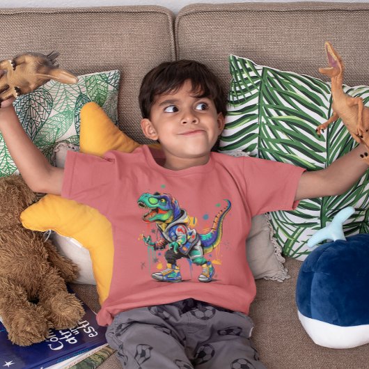 Kleurrijke Straatstijl dinosaurus Tri-Blend Shirt