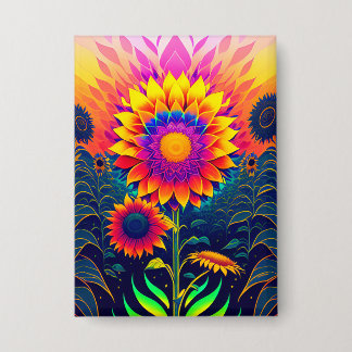 Kleurrijke, stralende Zonnebloemen Button