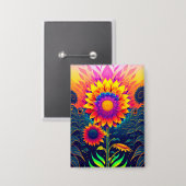 Kleurrijke, stralende Zonnebloemen Button (Voorkant / Achterkant)