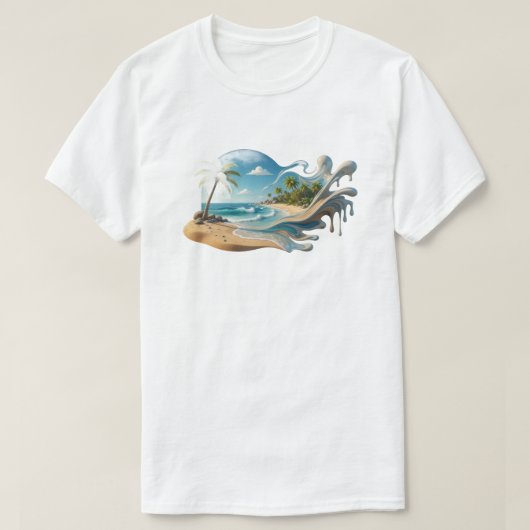 Kleurrijke strand abstracte modeprint t-shirt (Design voorkant)