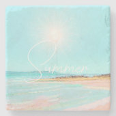 Kleurrijke strand Kustzomer Stenen Onderzetter (Voorkant)