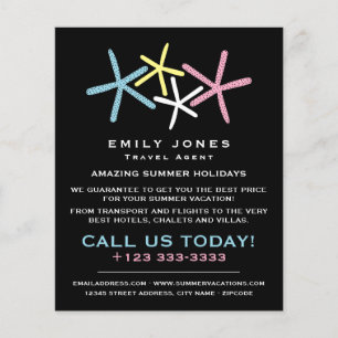 Kleurrijke strand-staarvis, reisagent Adverteren Flyer