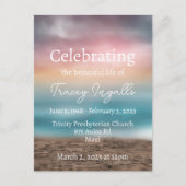 Kleurrijke strand zonsondergang rouwdienst briefkaart (Voorkant)