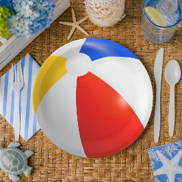 Kleurrijke strandbal papieren bordje