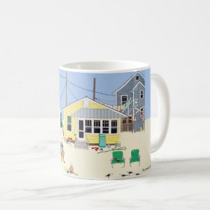 Kleurrijke strandhuisjes koffiemok
