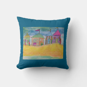 Kleurrijke strandhuisjes kussen