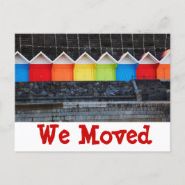Kleurrijke strandhuizen We verhuisden nieuwe adres Aankondigingskaart