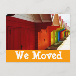 Kleurrijke strandhuizen We verhuisden nieuwe adres Aankondigingskaart