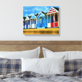 Kleurrijke strandhutten canvas afdruk (Insitu (Slaapkamer))