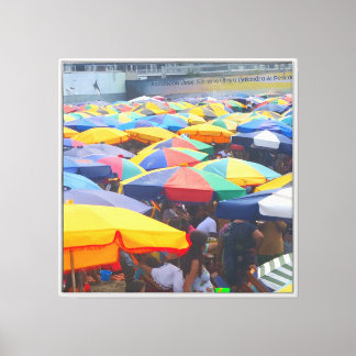 Kleurrijke strandparasols markt canvas afdruk