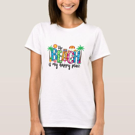 Kleurrijke strandvibes t-shirt (Voorkant)