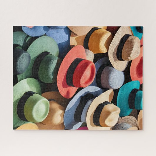 Kleurrijke Straw Petten Jigsaw Puzzle Legpuzzel (Horizontaal)
