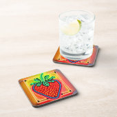 Kleurrijke Strawberry Neon Glow Bier Onderzetter (Rechterzijde)