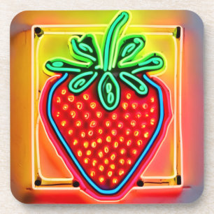 Kleurrijke Strawberry Neon Glow Bier Onderzetter