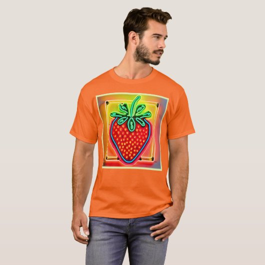 Kleurrijke Strawberry Neon Glow T-shirt (Voorkant volledig)