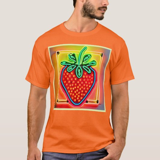 Kleurrijke Strawberry Neon Glow T-shirt (Voorkant)