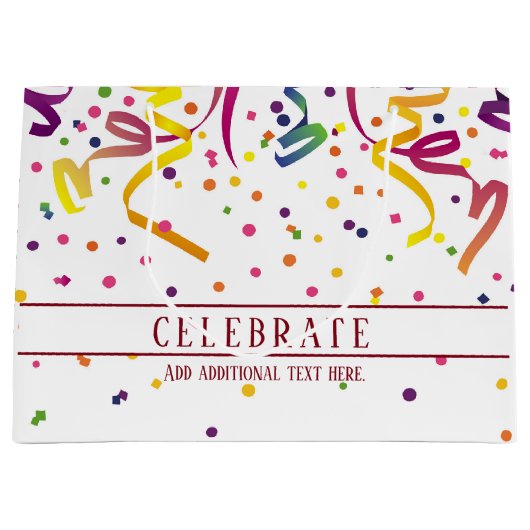 Kleurrijke streamers en Confetti Gift Bag Groot Cadeauzakje (Voorkant)
