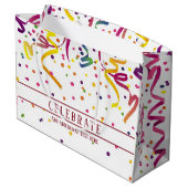 Kleurrijke streamers en Confetti Gift Bag Groot Cadeauzakje (Achterkant Gekanteld)