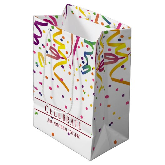 Kleurrijke streamers en Confetti Gift Bag Medium Cadeauzakje (Voorkant Gekanteld)