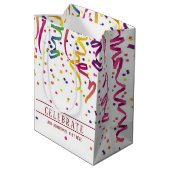 Kleurrijke streamers en Confetti Gift Bag Medium Cadeauzakje (Achterkant Gekanteld)