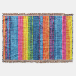 Kleurrijke streep faux denim textuur deken