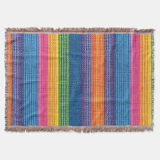 Kleurrijke streep faux denim textuur deken (Voorkant)