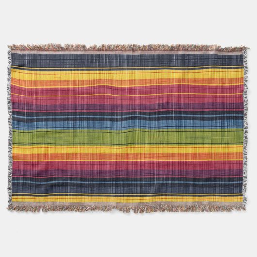Kleurrijke streep faux denim textuur deken (Voorkant)