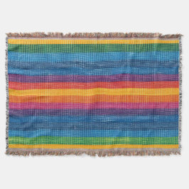 Kleurrijke streep faux denim textuur deken