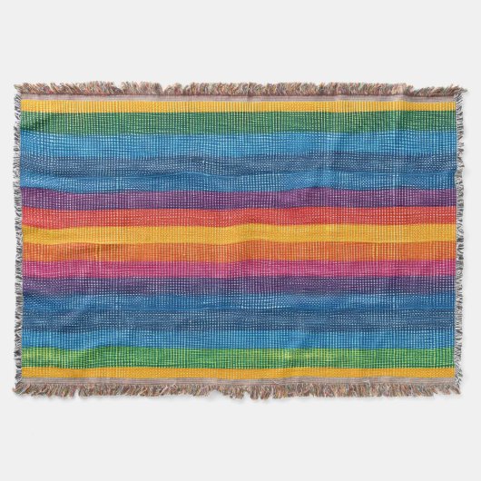 Kleurrijke streep faux denim textuur deken (Voorkant)