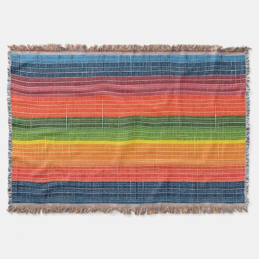 Kleurrijke streep faux denim textuur deken (Voorkant)