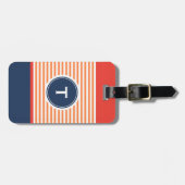 kleurrijke streep met monogram bagagelabel (Voorkant horizontaal)