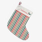 Kleurrijke Streep Monogram Naam Grote Kerstsok (Voorkant (Hangend))