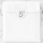 Kleurrijke Streep Monogram Script Ampersand Huweli Ronde Sticker (Tas)