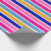 Kleurrijke streep patroon levendige verjaardag par cadeaupapier (Hoek)