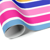 Kleurrijke streep patroon levendige verjaardag par cadeaupapier (Rol Hoek)