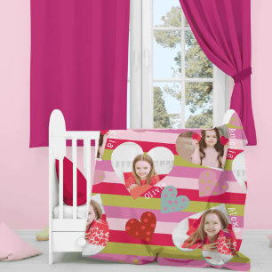 Kleurrijke streep polka stippen Foto kinderkamer Fleece Deken