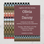 Kleurrijke Streep Tribal Art Bruiloft Kaart (Voorkant / Achterkant)