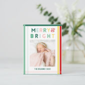 Kleurrijke Streep Vrolijk & Helder Grote Foto Feestdagenkaart (Staand voorkant)