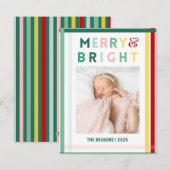Kleurrijke Streep Vrolijk & Helder Grote Foto Feestdagenkaart (Voorkant / Achterkant)