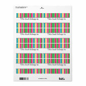 Kleurrijke streepjes "dit boek behoort tot" labels (Full Sheet)