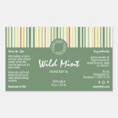 Kleurrijke Streeplijn & Groen Kosmetisch Flesetike Rechthoekige Sticker (Voorkant)