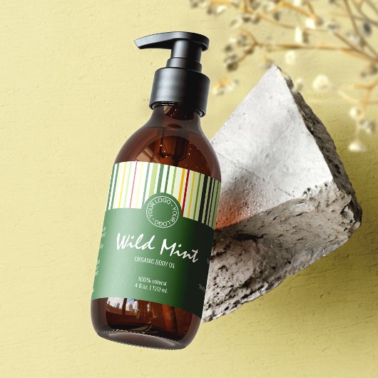 Kleurrijke Streeplijn & Groen Kosmetisch Flesetike Rechthoekige Sticker